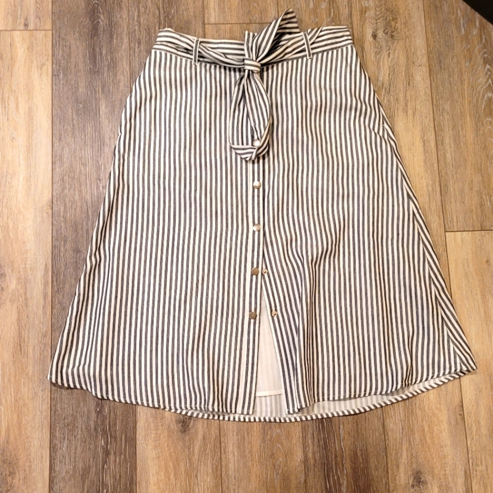 LOFT - Striped A Line Midi Skirt - Size 10